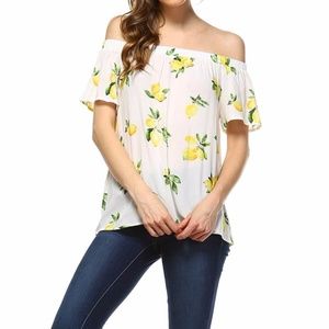 *NWT Skies Are Blue  Off Shoulder  Lemon Print